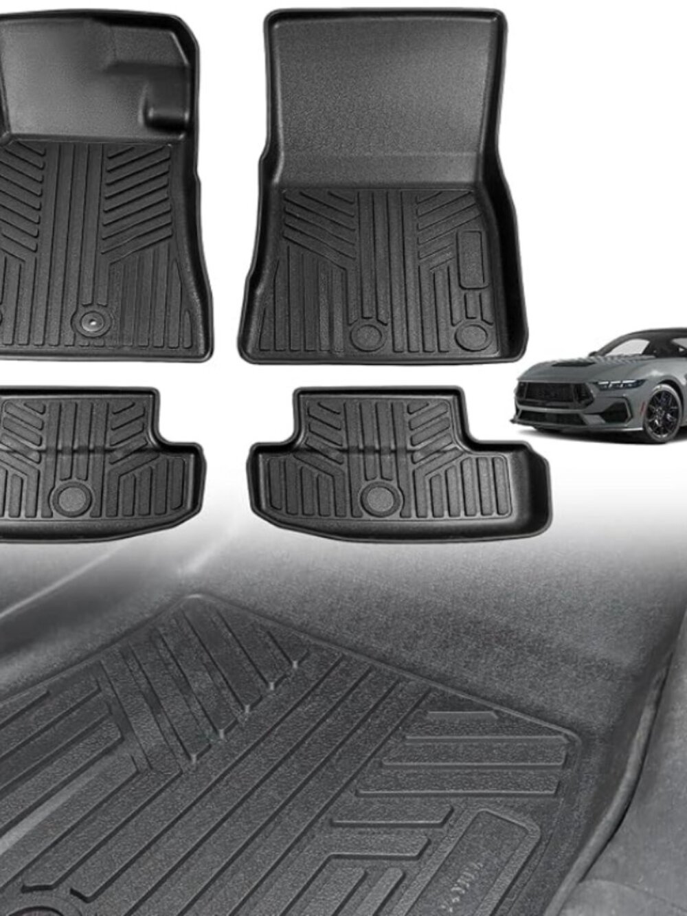 3PCS Floor Mats Fit for 2026 2025 2024 Ford Mustang Front Rear Full Set Full